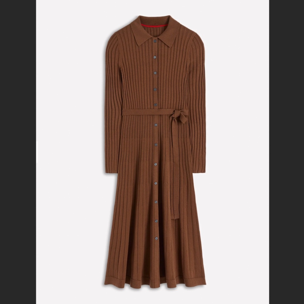 Rachel Knitted Shirt Dress-Raw Umber Petite 2